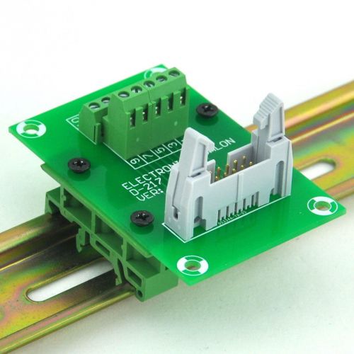 IDC10 Header Interface Module with Simple DIN Rail Mounting Adapter.