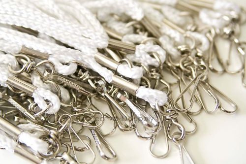 WHITE ROPE ROUND ID NECK LANYARDS WITH SWIVEL J HOOK FREE SHIP - 100 PIECES