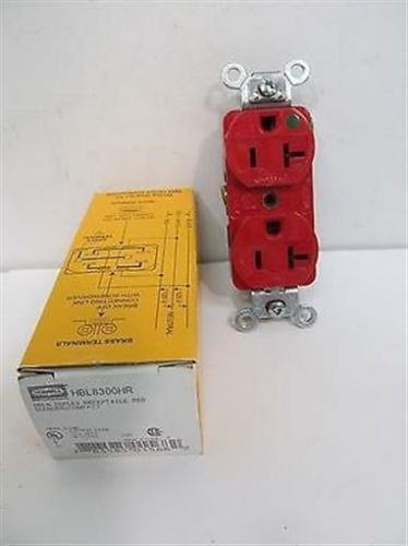 Hubbell hbl8300hr hospital grade duplex receptacle 5-20r - red for sale