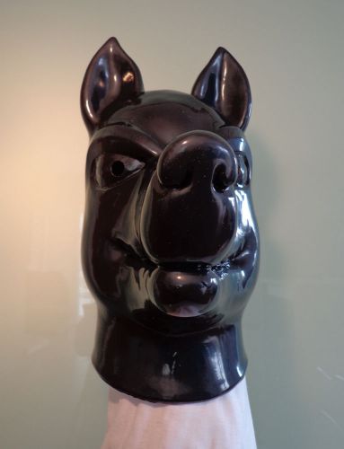 TOP studio heavy rubber latex mask rare gum DOG pet play with ZIP