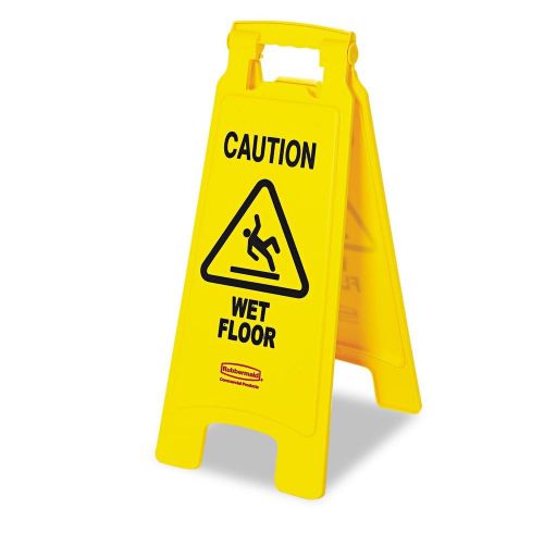 Rubbermaid Floor Sign with Caution Wet Floor Bright Yellow Plastic Caution Wet