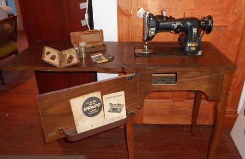 Antique Pfaff 130 Germany Sewing Machine Cabinet Instructions Extras WORKS!!