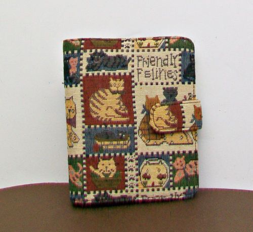 FRIENDLY FELINES Tapestry CAT Spiral NOTEPAD  HOLDER  Or Binder NOS