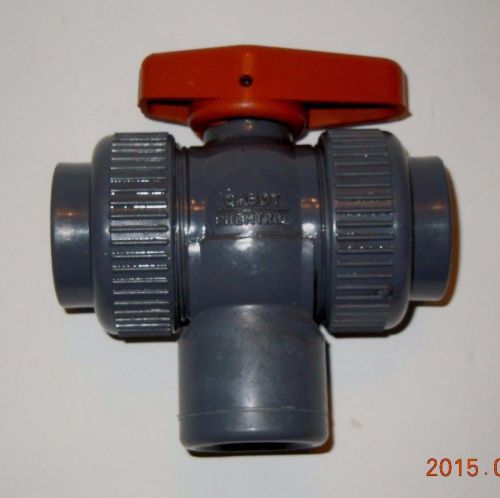 Cabot chemtrol 1&#034; inch 3-way  ball valve   socket union x socket union x socket for sale