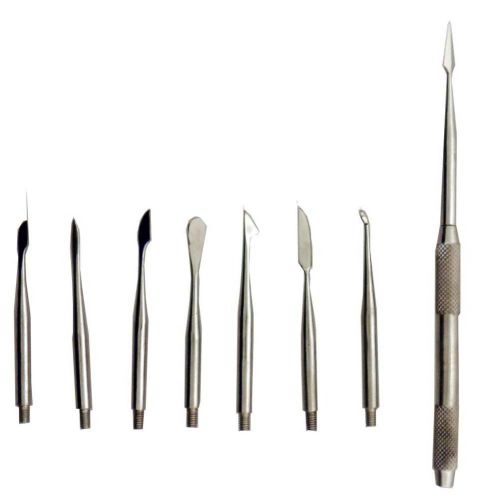 9 Piece Set Of Scalpels With Handle - Arrowhead, Spoon, Spatula, Sharp Edge Etc.