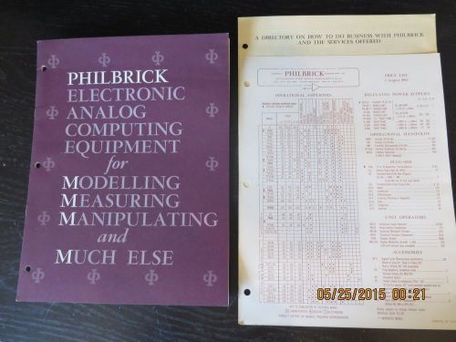 1964 PHILBRICK ELECTRONIC ANALOG COMPUTING EQUIP BROCHURE W/ PRICE LIST