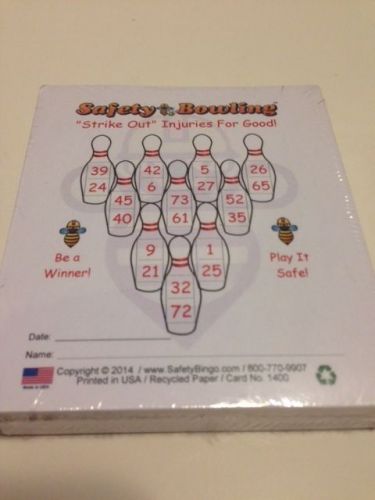 Safety Bowling Bingo Strike Out Injuries Game Note Pad Cards