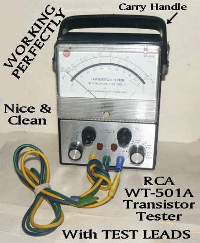 RCA WT-501A WT501A TRANSISTOR TESTER IN CIRCUIT OUT CIRCUIT MANUAL &amp; TEST LEADS