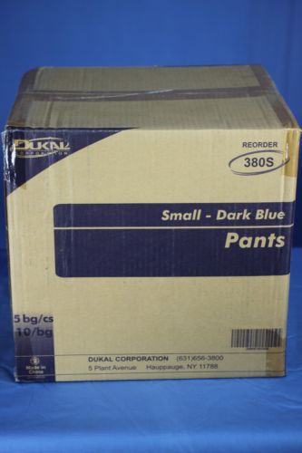 New in box - dukal disposable scrubs - case of 50 scrubware pants small blue for sale