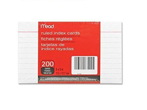 Mead Ruled Index Cards, 3&#034; x 5&#034;, Pack of 200 [Office Product]