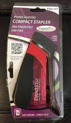 Paper Pro Power Assisted Compact Stapler One Finger Easy Jam Free Red