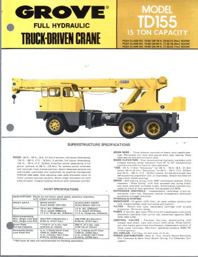 1974 GROVE TD180 18 TON CRANE BOOM CONSTRUCTION EQUIPMENT BROCHURE