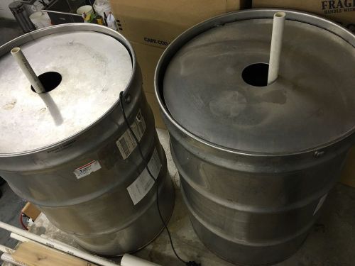 (2) 50 Gal Stainless Barrels Keg Washers Beer Kettles Mash Tun