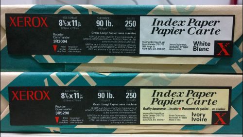 2 Sets Xerox Index Paper White/Ivory 250 Sheets 90lb 8.5X11&#034;