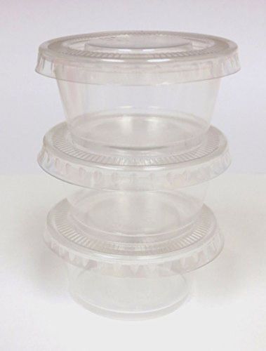 Crystalware disposable plastic portion cups with lids, 100 sets (2 oz.) clear for sale