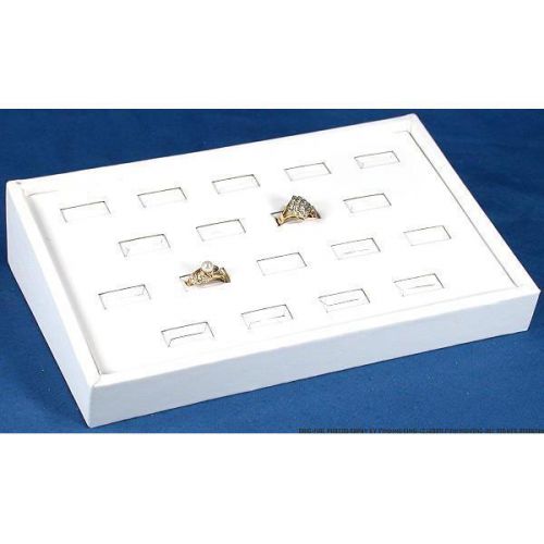 18 Slot Ring White Faux Leather Tray Jewelry Display