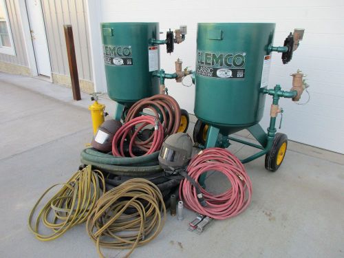 Two 600 lb clemco sandblast pots, blast hose, air helmets, controls, sandblaster for sale