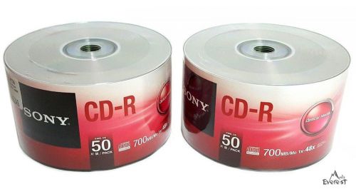 100 Sony CD-R Logo CDR 48x Blank Recordable Disc Media 80Min 700MB Shrink Wrap