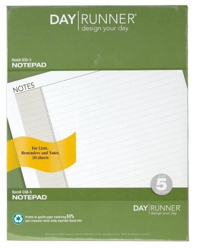 Day Runner Undated Lined Notepad Refill, 8.5 x 11 Inches (038-3)