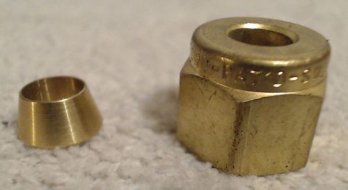 Swagelok brass hex nut with ferrule (fits 1/4&#034; tubing) for sale