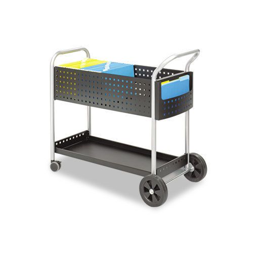 Safco Scoot Mail Cart, One-Shelf, 22-1/2w x 39-1/2d x 40-3/4h, Black/Silver