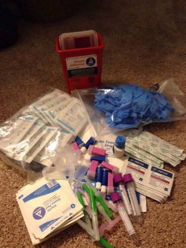 Assorted Phlebotomy Supplies W 10 Butterfly Needles, Sz L Gloves, Sst And Lav