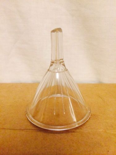 Vintage 4oz ribbed glass funnel slanted end heavy duty lab or pharmacy for sale