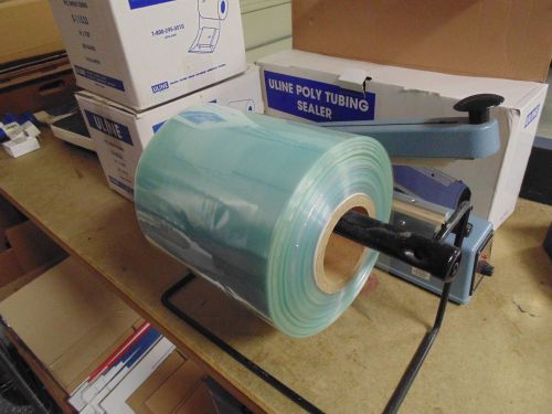 ULINE H-293 12&#034; INPULSE SEALER / CUTTER WITH HEAVY DUTY PVC PACKAGING TUBING