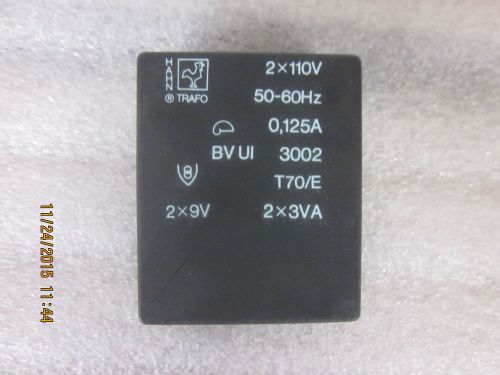 1 pc of BVUI 3002,Hahn Trafo 2x110V, 2x9V, 2x3VA, 50/60 Hz, 0,125A Transformer