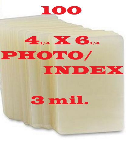 4-1/4 x 6-1/4 100 PK 3 mil  Laminating Laminator Pouches Sheet Photo Video