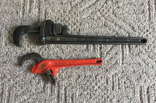 RIDGID E-110 OFFSET HEX NUT WRENCH, RIDGID 18 INCH PIPE WRENCH, PLUMBERS TOOLS