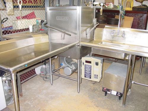 Hobart AM14C dishwasher with tables and Hatco booster 1ph