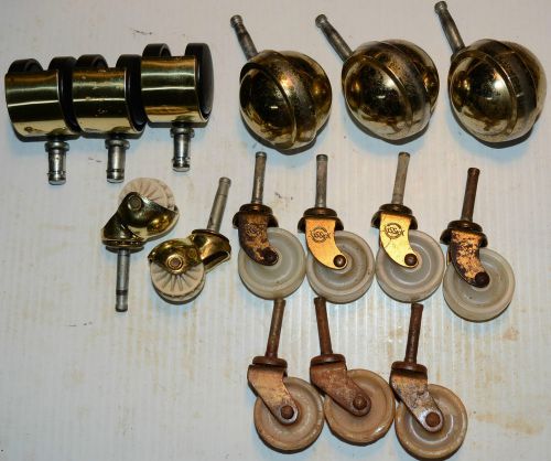 Vintage Lot NOS &amp; Used Bassick Brass Finish Furniture Casters Ball Swivel Type,