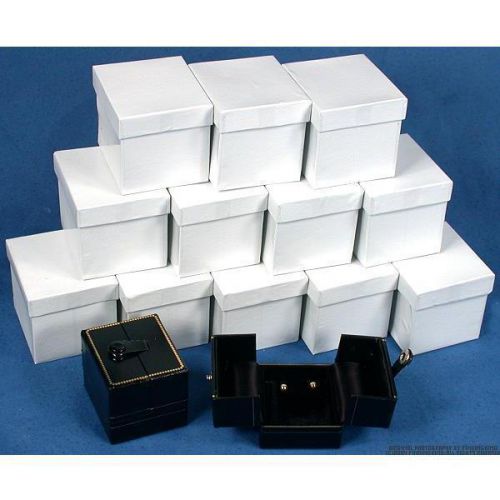 12 Black Earring Gift Boxes w/Snap Lids 2&#034;