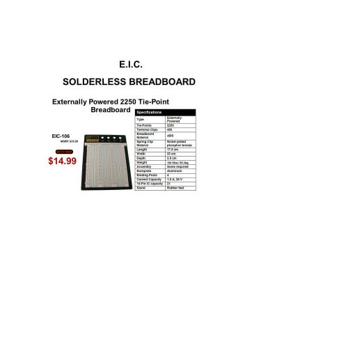 EIC SOLDERLESS BREADBOARD_Projectboard- 2250 Tie Points NIB!