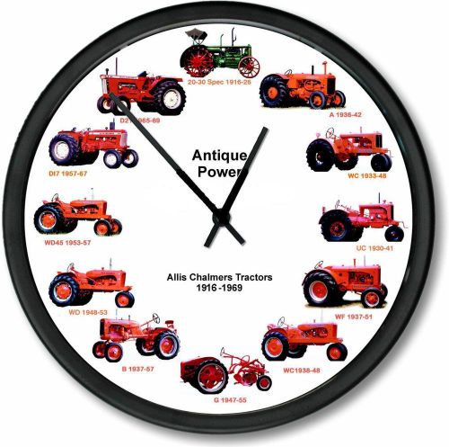 New ALLIS CHALMERS Wheel Dial Tractors Clock MASSIVE 10&#034; Wall Clock