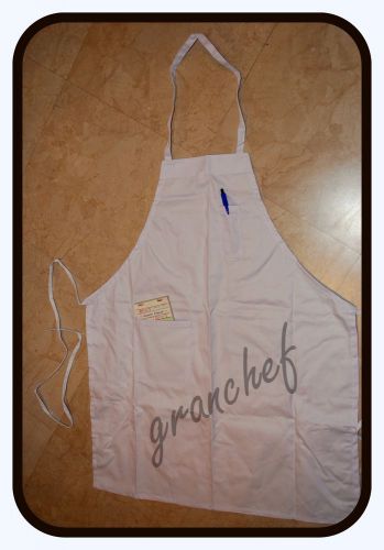 Apron / Food Service Bib  HVY. WT. White 2 pockets New