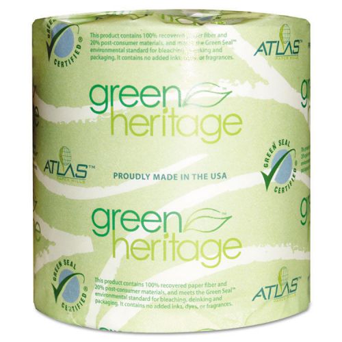Atlas Paper Mills Green Heritage Bathroom Tissue, 1-Ply, 1000 Sheets, White, 96