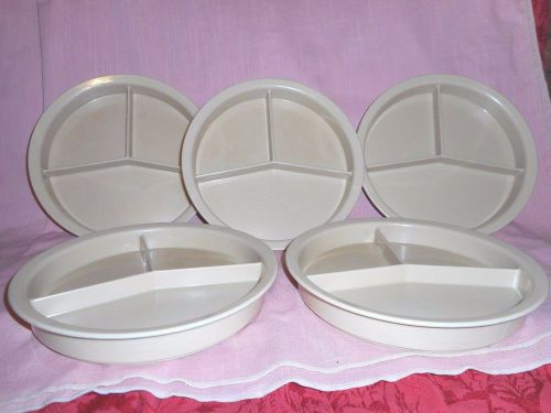 Set of 5 CAMBRO 3 Compartment (Beige) Heat Keeper Base Plates ~ HK93BCW ~ U.S.A.
