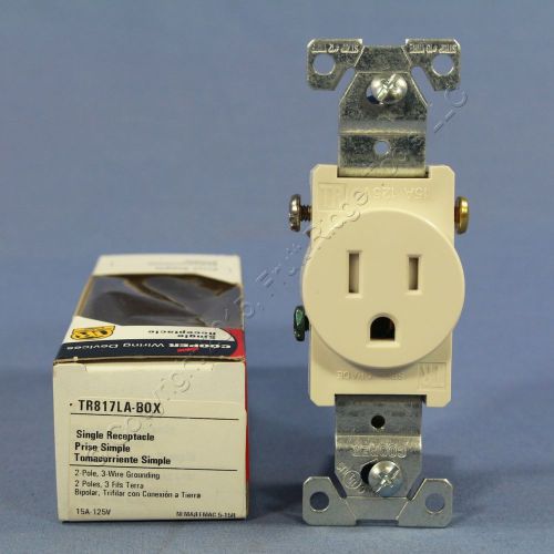 Cooper Lt Almond TAMPER RESISTANT Commercial Single Receptacle 5-15R 15A TR817LA