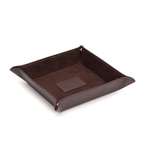 Wolf Blake Teju Lizard Effect Brown Leather Snap Coin Tray