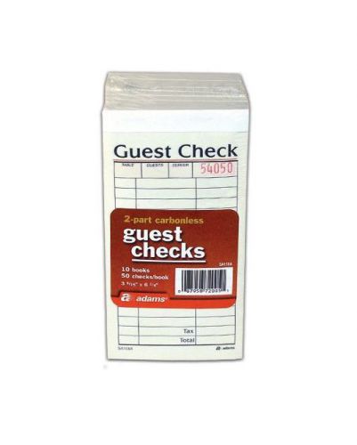 Adams 2-part carbonless guest check - 50 checks/book - 10 pk. new model  sa108a for sale