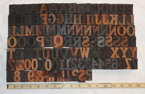 Large 8 Line 1.33&#034; Antique Roman Letterpress Wood Type Full Upper / No. Set 86pc