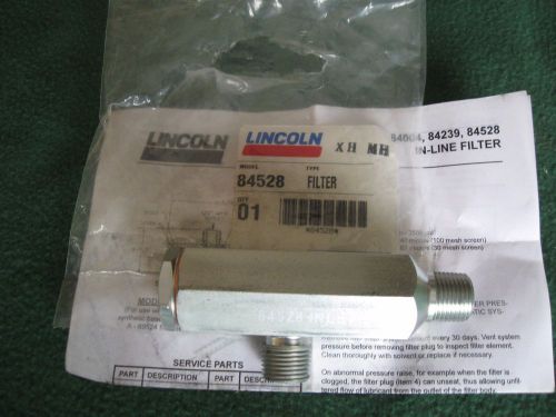 New lincoln in-line lubricant filter 84528 1/2 nptf(m) 567 micron 5000psi for sale