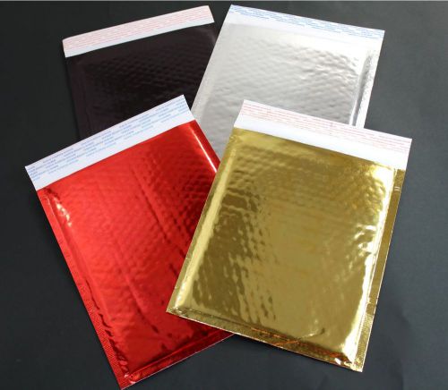 250 -5x9&#034; Gold|Silver|Red|Black Mirrored Metallic Self Seal Poly Bubble Mailers