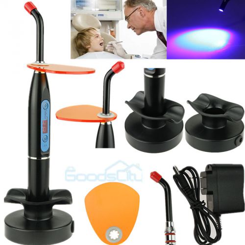 4.2V Dental 10W Wireless Cordless LED Curing Light Lamp 1500mw + Adapter Black