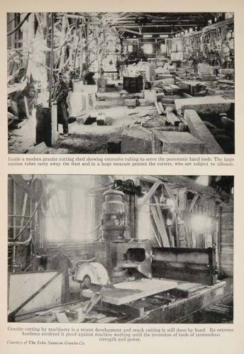 1928 Print John Swenson Granite Cutting Shed Interior ORIGINAL HISTORIC SKY