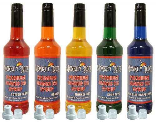You Choose Flavors! 5 Bottles of Snow Cone Syrup - Made with PURE CANE SUGAR