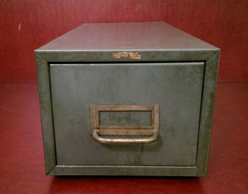 Vtg cole steel equipment metal card file cabinet tool parts box single drawer for sale