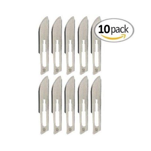 10pc Surgical Grade Sterile Universal Replacement #10 Carbon Steel Scalpel Bl...